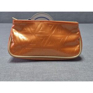 Clinique Vintage Orange Cosmetic Bag Makeup Travel Pouch Triangular Pattern GWP